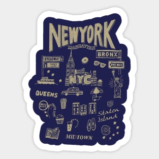 New York Sites Vintage Cream Souvenir Sticker